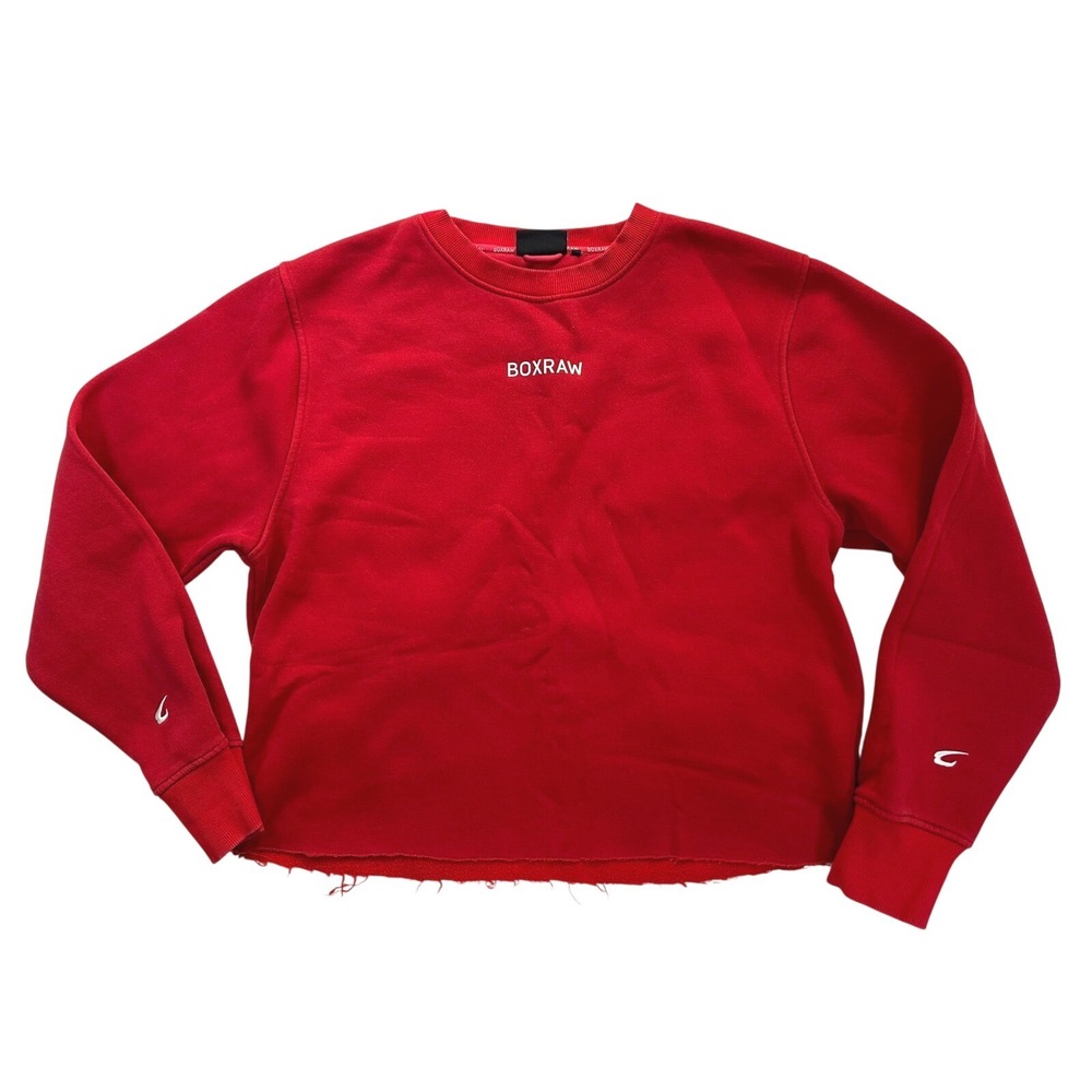 BOXRAW Red Johnson Cropped Raw Hem Crewneck Sweatshirt Womenswear size‎ XXL